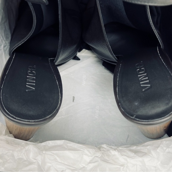 Vince “Addie” Black Leather Open Toe Booties Size 9 - Picture 10 of 14